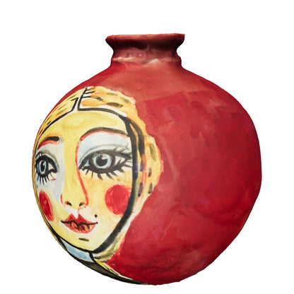 Handcrafted ceramic vase “Bionda su rosso”